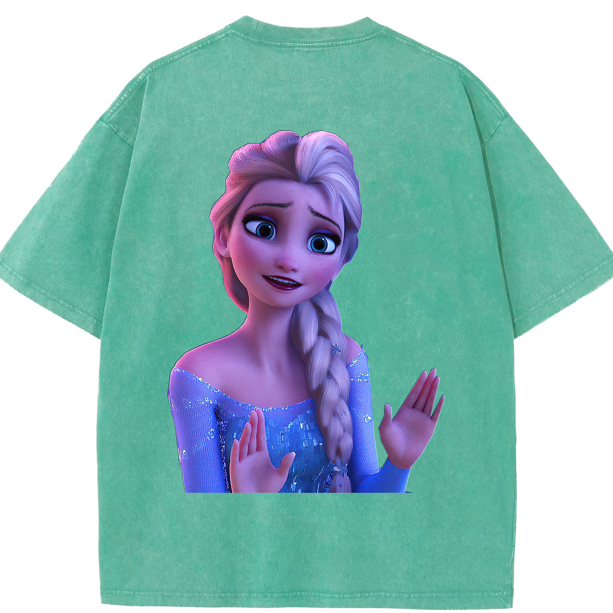 （画像用） アナと雪の女王 アンナ エルサ Frozen Anna Elsa 綿100% ヴィンテージ風 半袖Tシャツ（背面プリント）